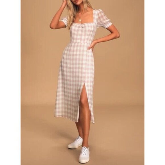 Lulus Dresses & Skirts - Lulus Womens Dress Small Soft Side of Mauve Zip Back Puff Sleeves